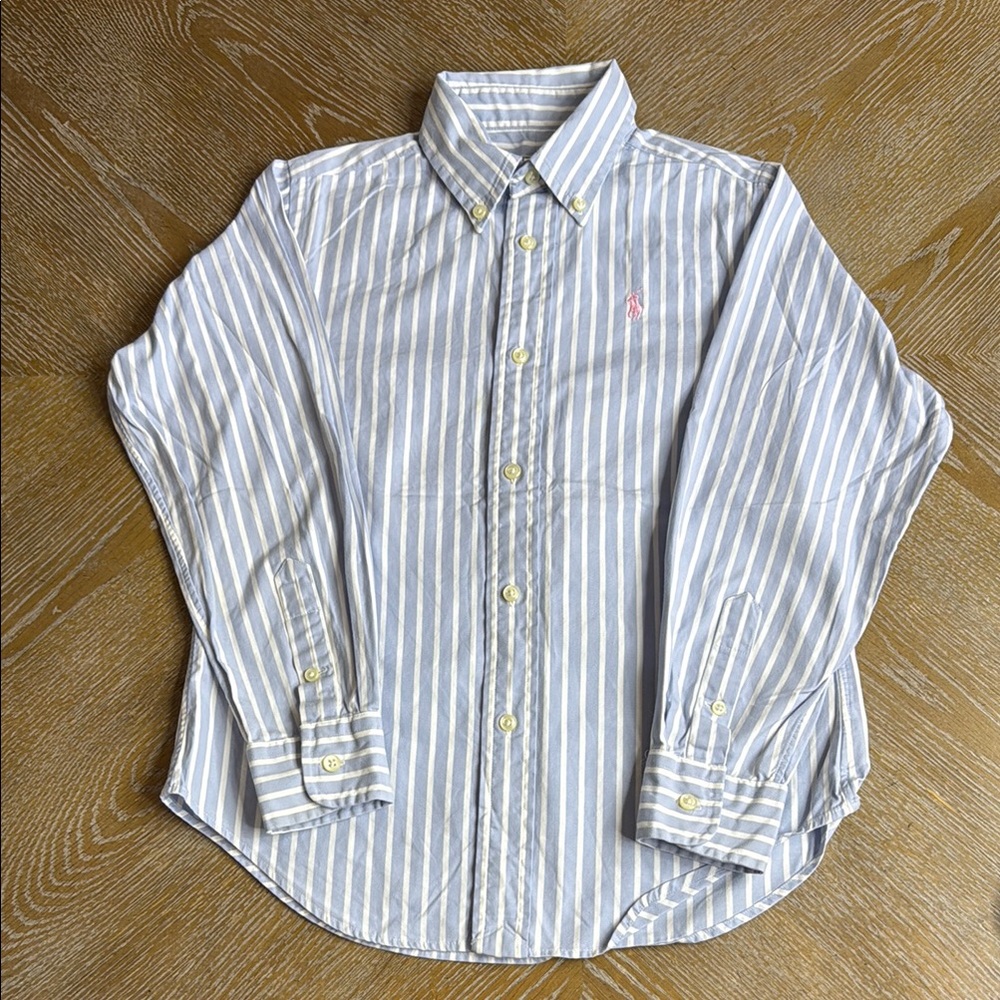 Ralph Lauren Blue and White Casual Button Down Shirt 6